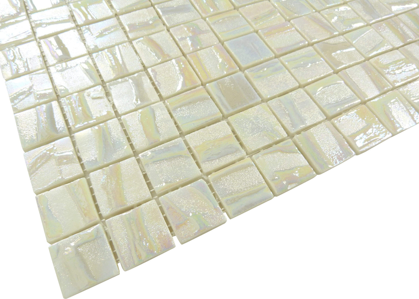 Moon Venus White 1" x 1" Glossy & Iridescent Glass Tile Absolut Glass