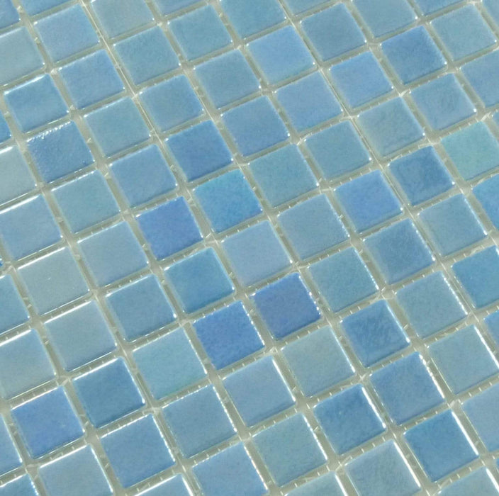 Shell Air Blue 1" x 1" Glossy & Iridescent Glass Tile Absolut Glass
