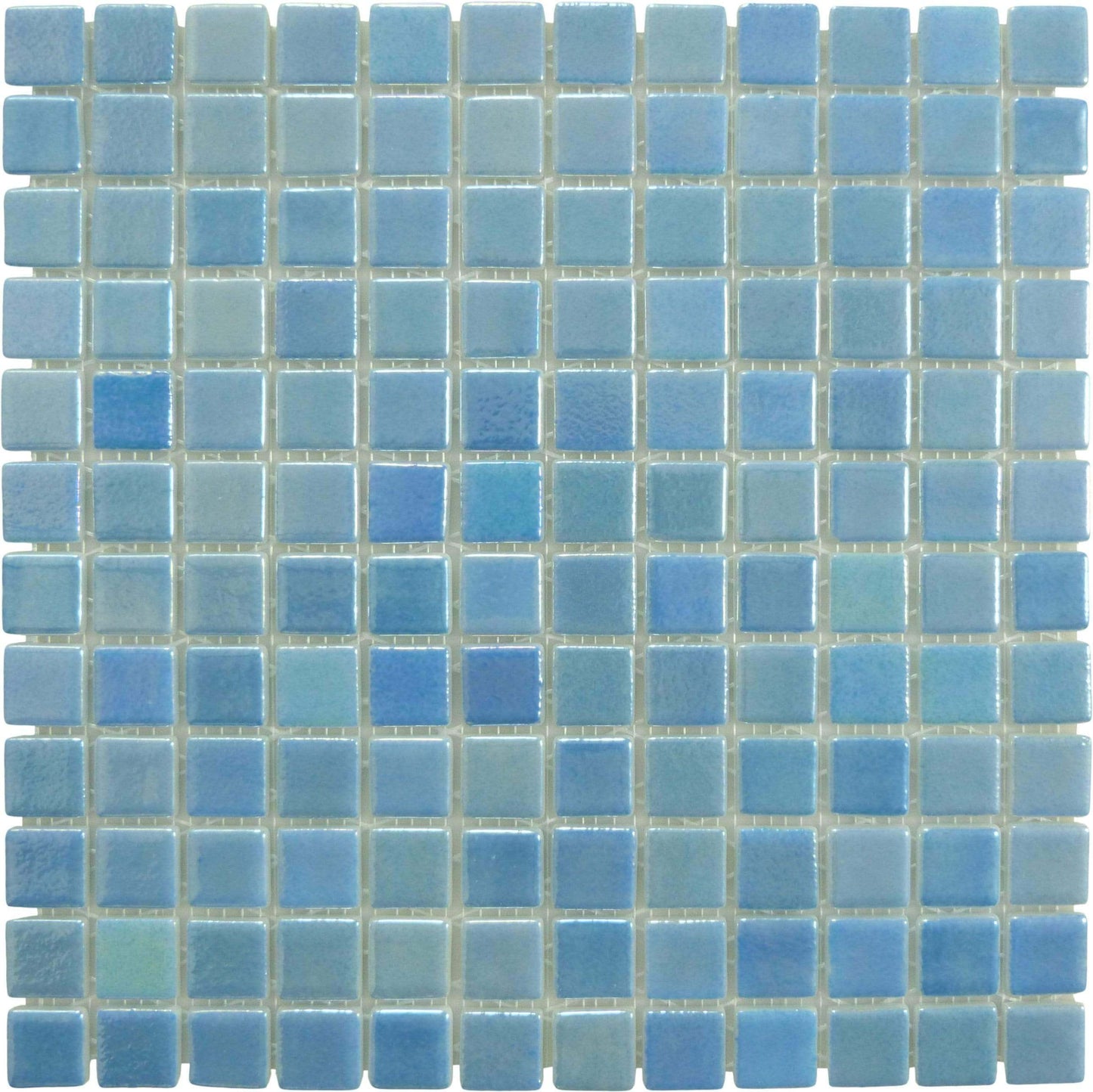 Shell Air Blue 1" x 1" Glossy & Iridescent Glass Tile Absolut Glass