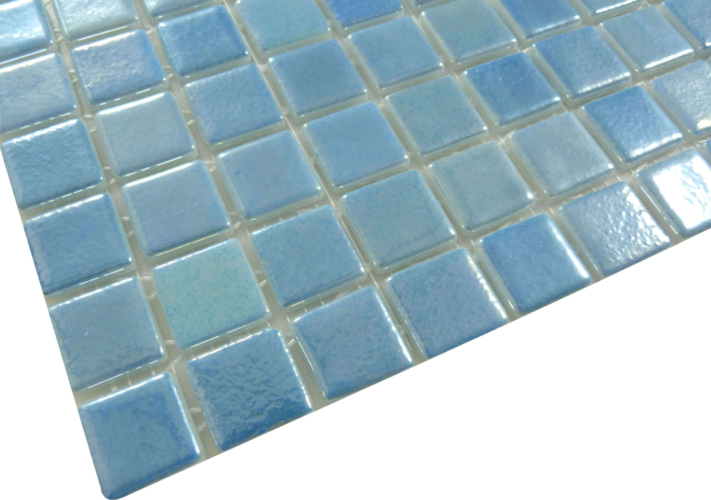 Shell Air Blue 1" x 1" Glossy & Iridescent Glass Tile Absolut Glass