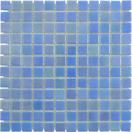 Shell Azure Blue 1" x 1" Glossy & Iridescent Glass Tile Absolut Glass