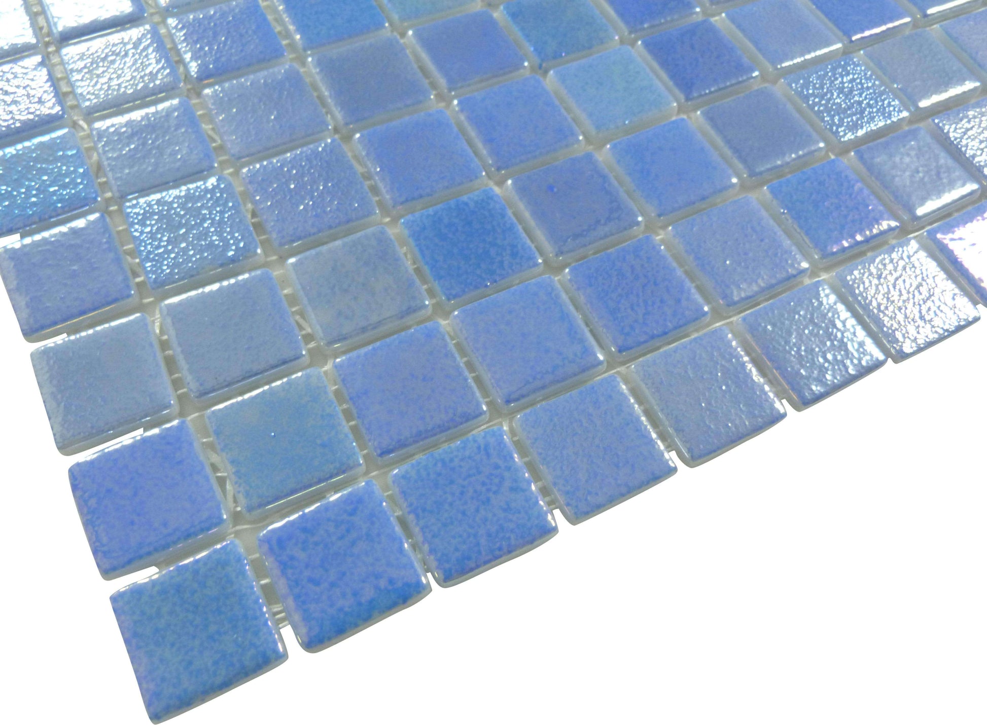 Shell Azure Blue 1" x 1" Glossy & Iridescent Glass Tile Absolut Glass