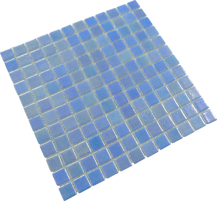 Shell Azure Blue 1" x 1" Glossy & Iridescent Glass Tile Absolut Glass