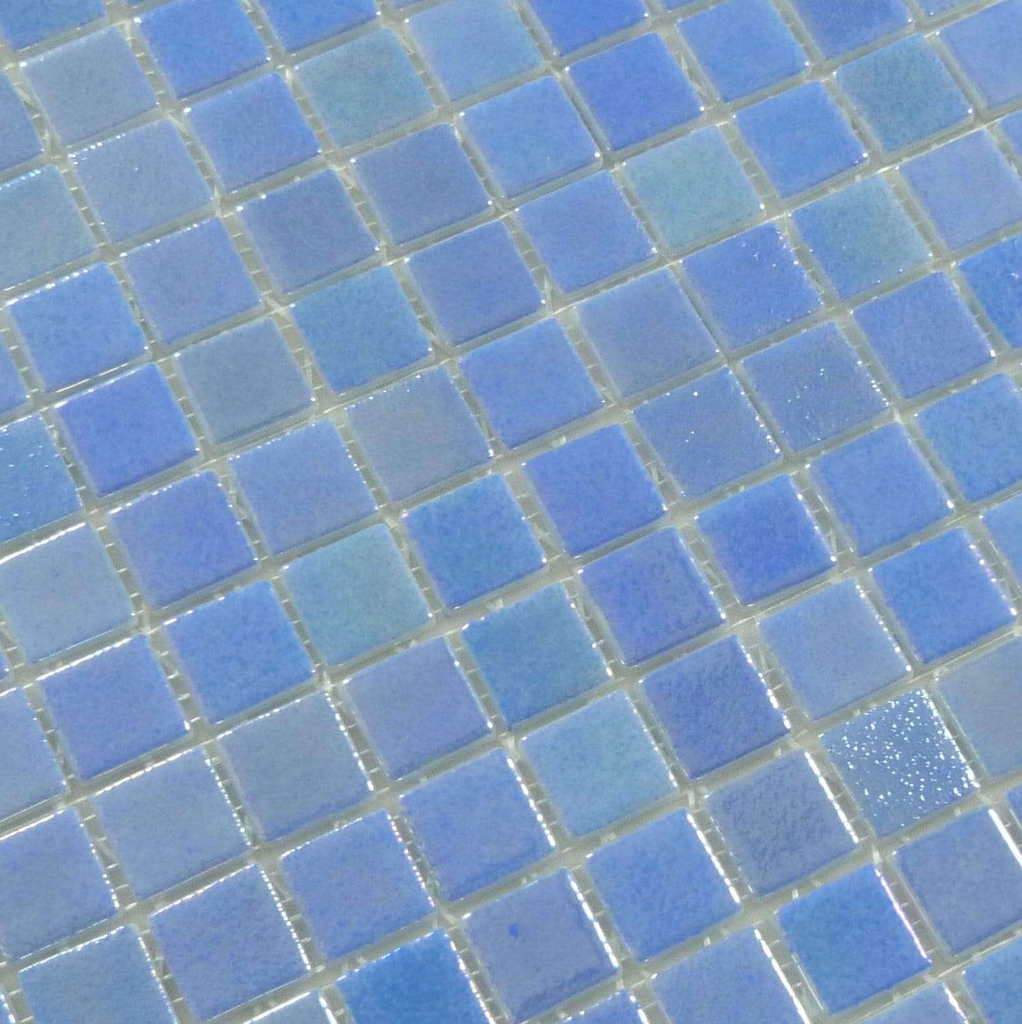 Shell Azure Blue 1" x 1" Glossy & Iridescent Glass Tile Absolut Glass