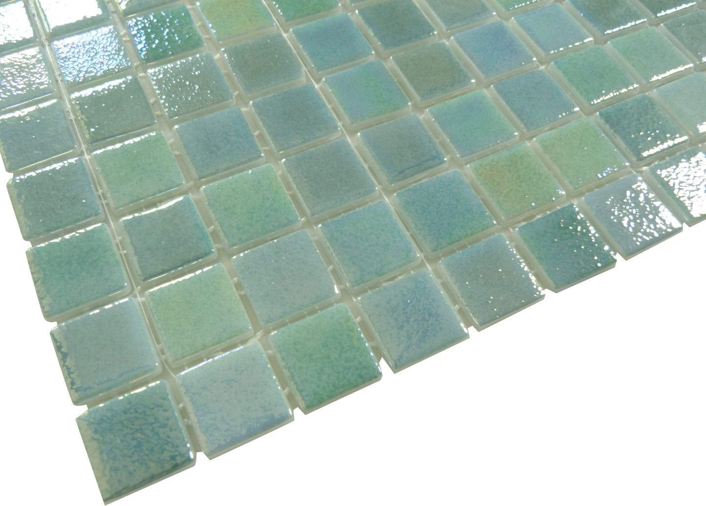 Shell Crystal Green 1" x 1" Glossy & Iridescent Glass Tile Absolut Glass