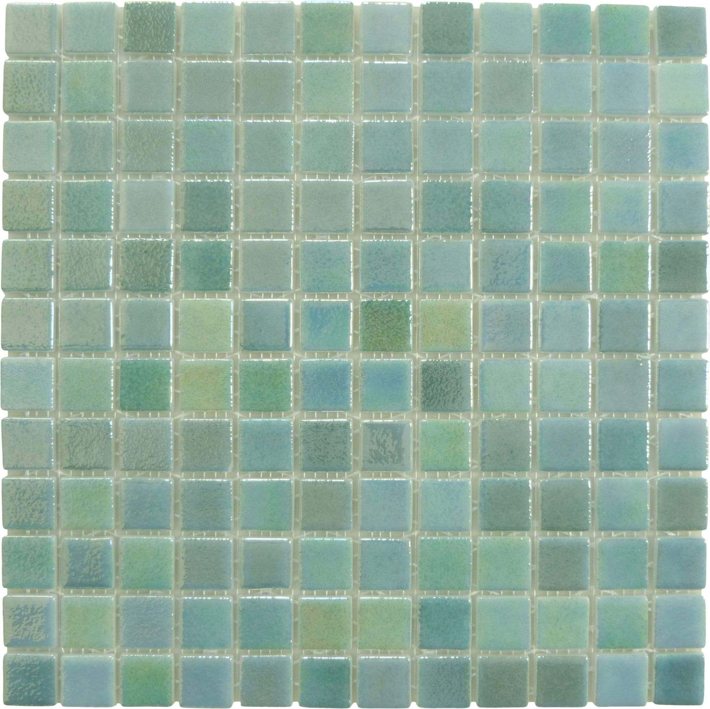 Shell Crystal Green 1" x 1" Glossy & Iridescent Glass Tile Absolut Glass