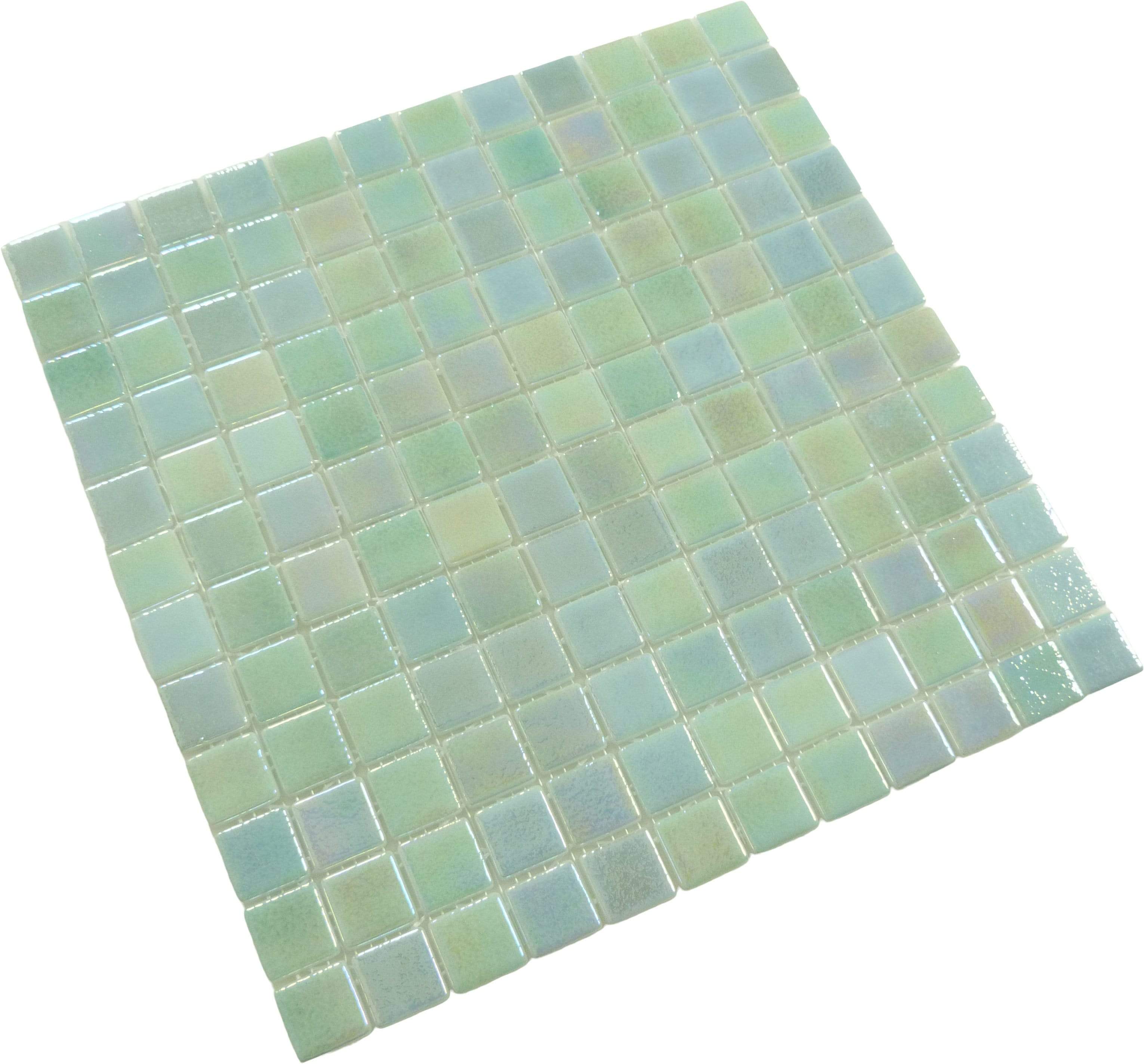 Shell Mystic Green 1" x 1" Glossy & Iridescent Glass Tile Absolut Glass