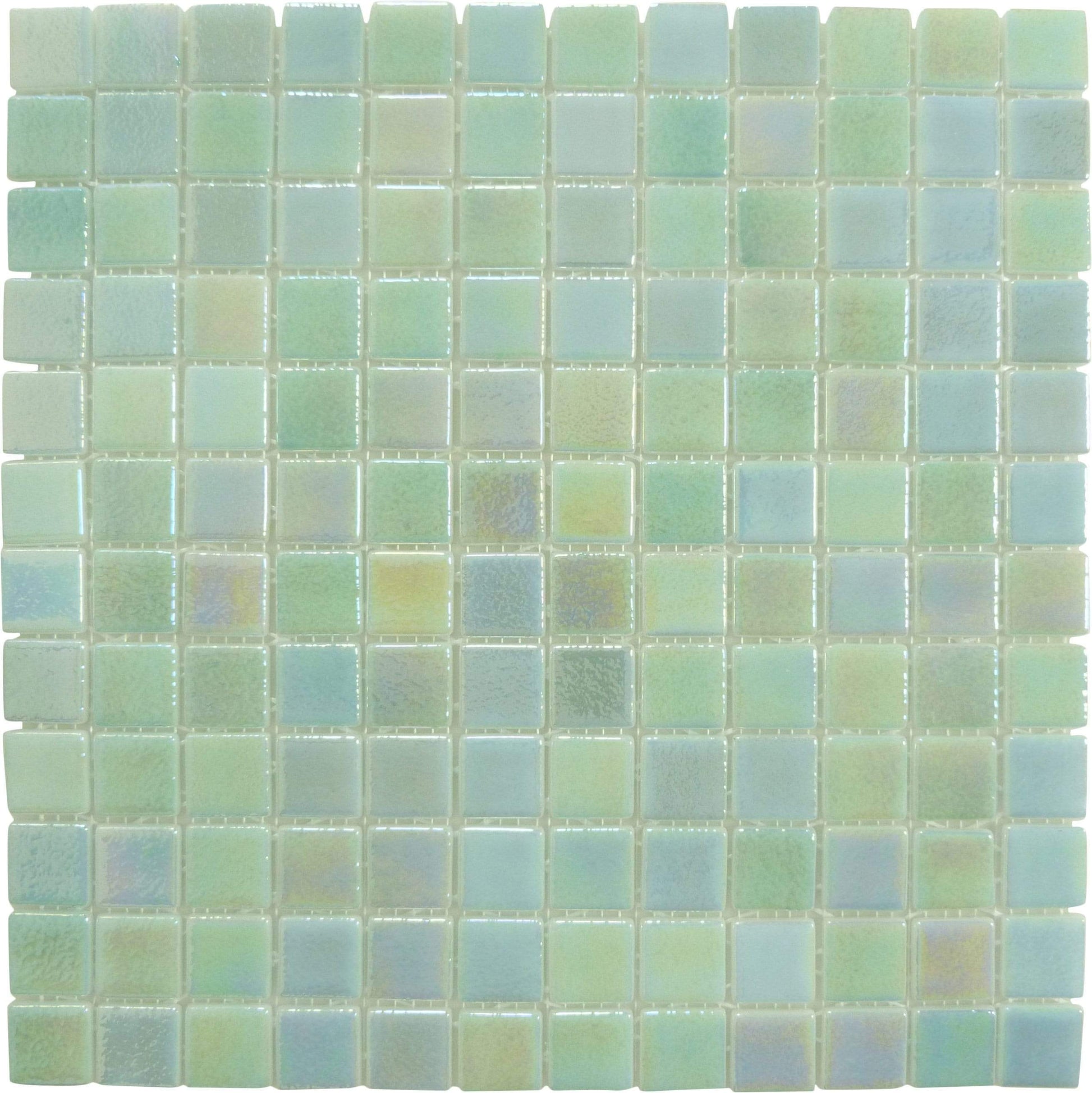 Shell Mystic Green 1" x 1" Glossy & Iridescent Glass Tile Absolut Glass