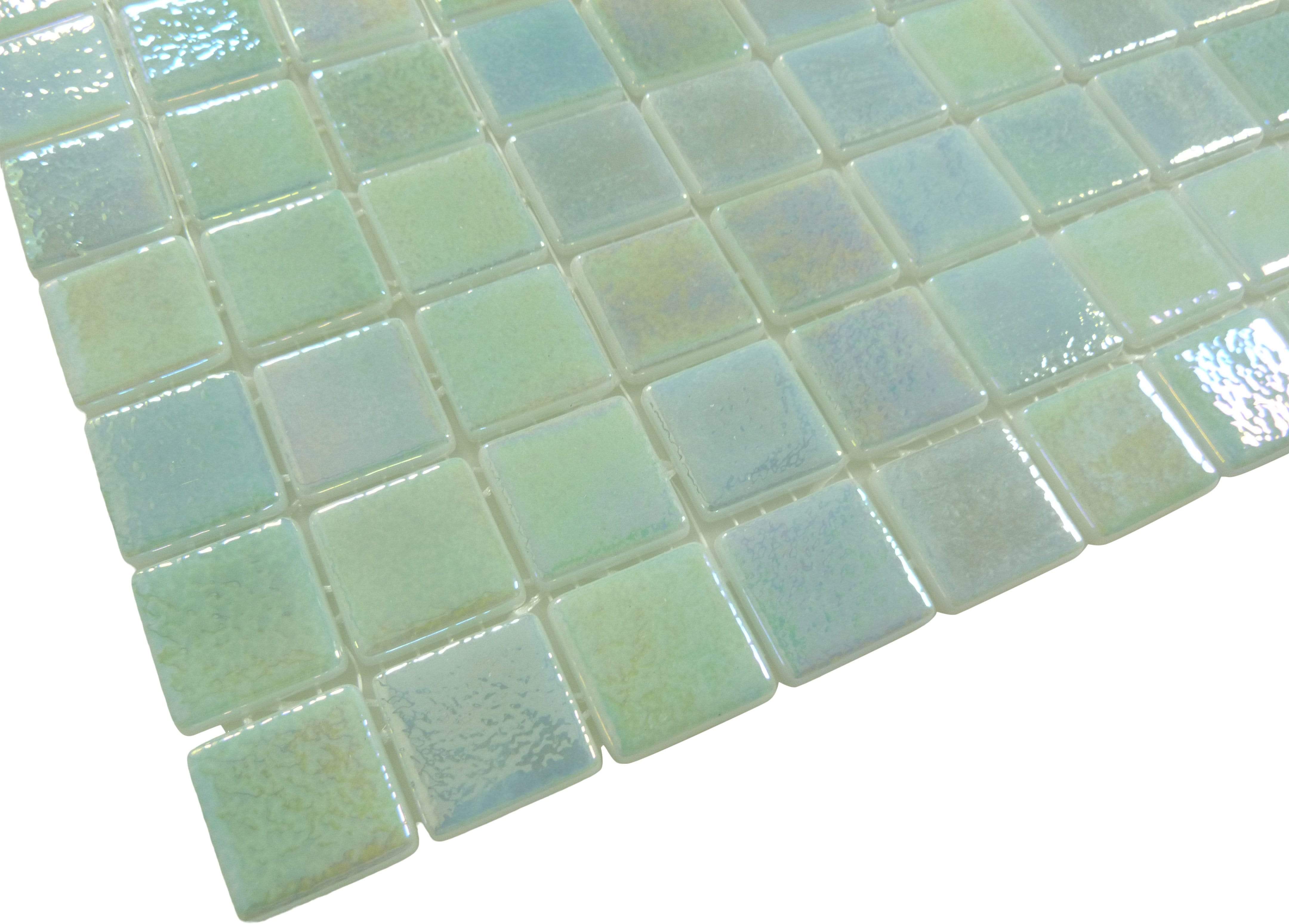 Shell Mystic Green 1" x 1" Glossy & Iridescent Glass Tile Absolut Glass