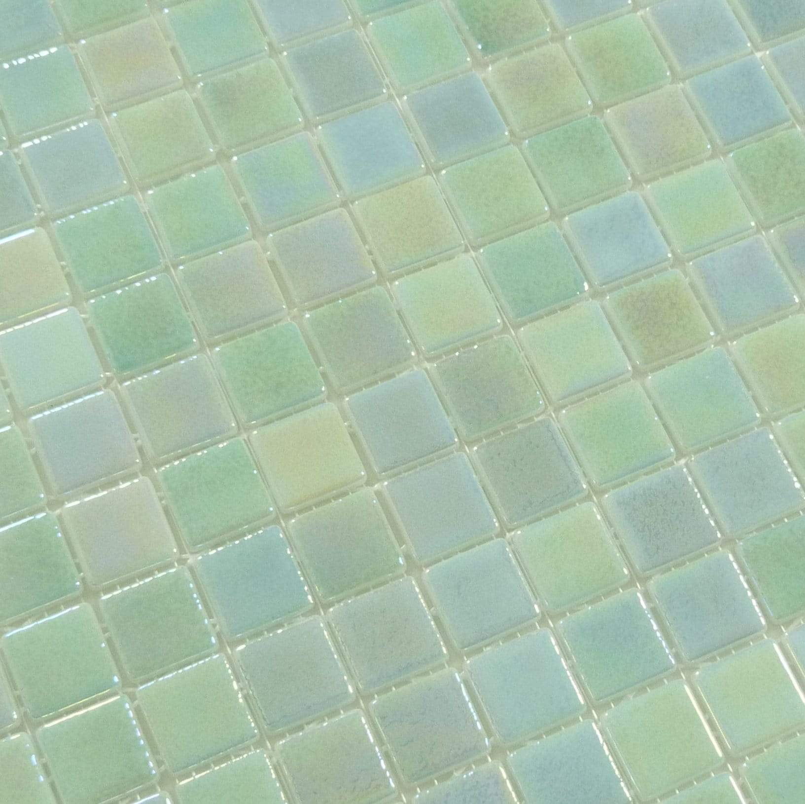 Shell Mystic Green 1" x 1" Glossy & Iridescent Glass Tile Absolut Glass