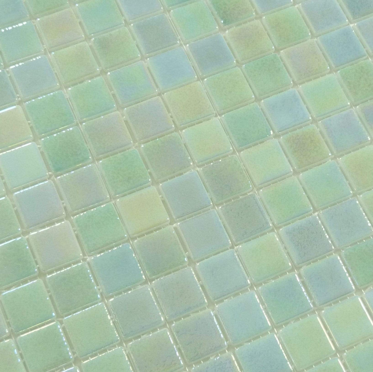 Shell Mystic Green 1" x 1" Glossy & Iridescent Glass Tile Absolut Glass