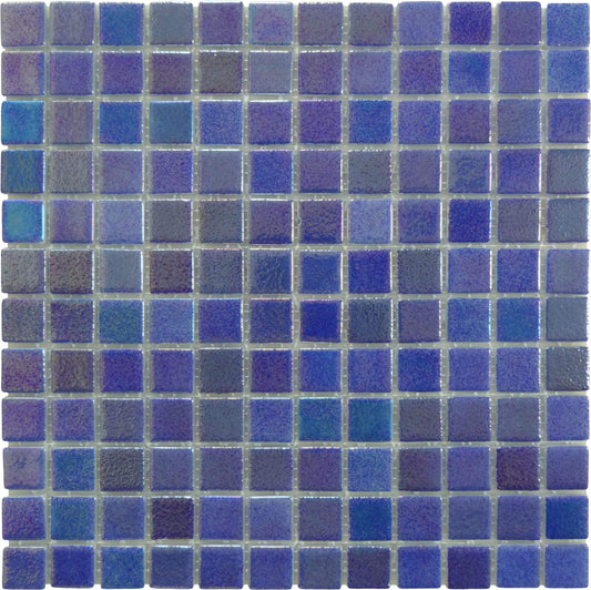 Shell Saphire Blue 1" x 1" Glossy & Iridescent Glass Tile Absolut Glass