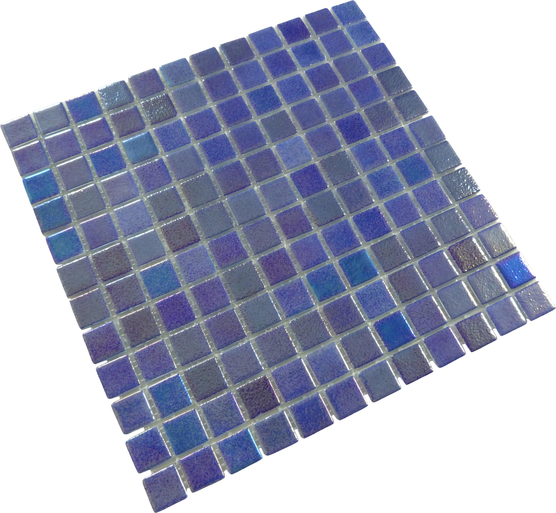 Shell Saphire Blue 1" x 1" Glossy & Iridescent Glass Tile Absolut Glass