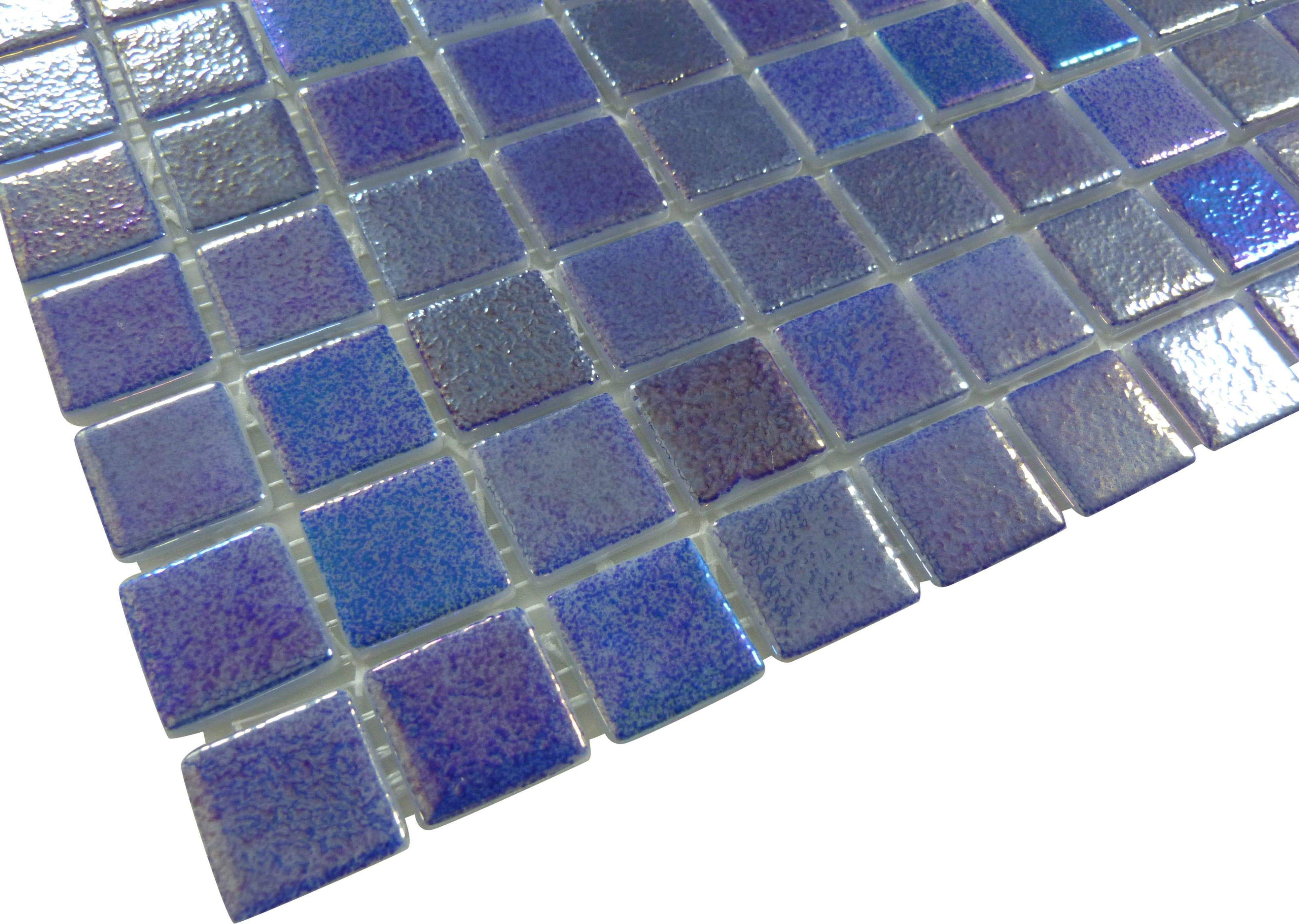 Vidrepur Shell Saphire Blue 1 X 1 Glossy And Iridescent Glass Tile 093555m