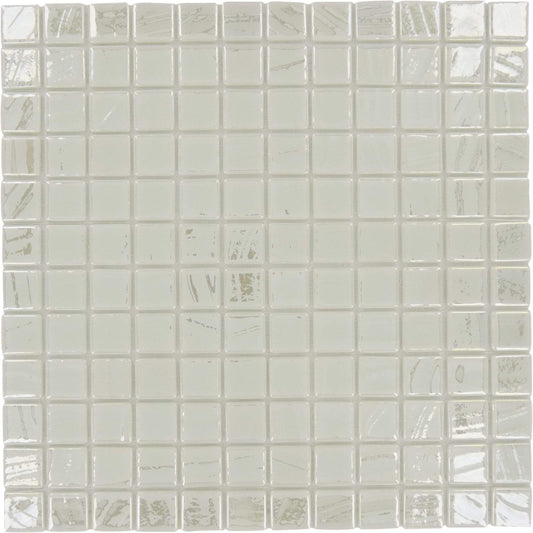 Snow White 1'' x 1'' Glossy & Iridescent Glass Tile Absolut Glass