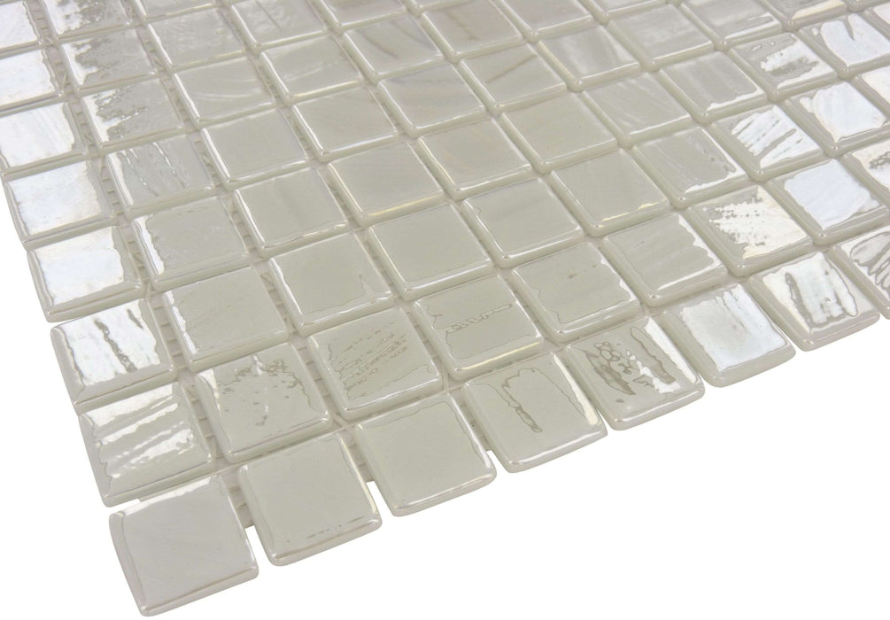 Snow White 1'' x 1'' Glossy & Iridescent Glass Tile Absolut Glass