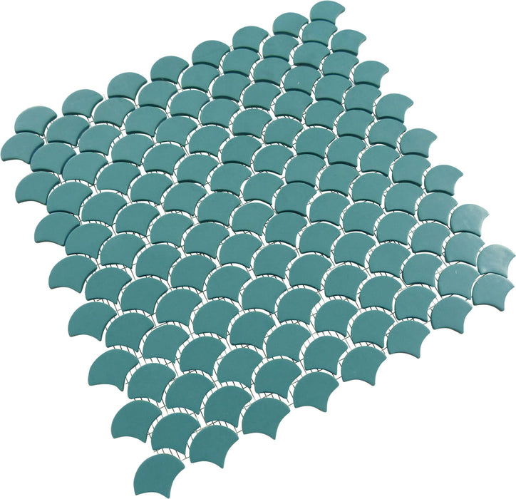 Soul Flat Fans Green Fishscale Matte Glass Tile Absolut Glass