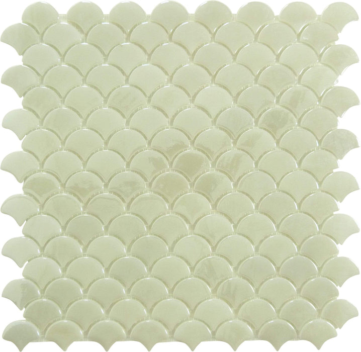 Soul Flat Fans White Fishscale Glossy Glass Tile Absolut Glass