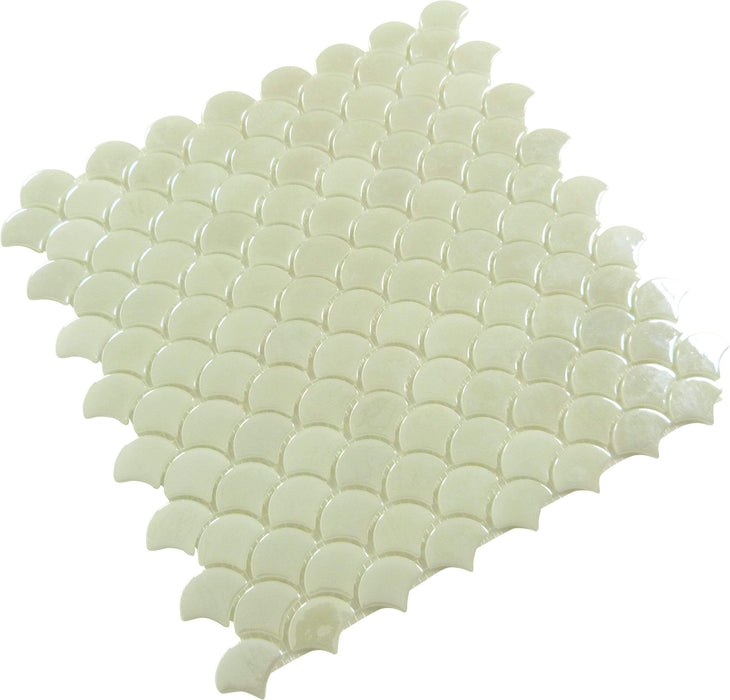 Soul Flat Fans White Fishscale Glossy Glass Tile Absolut Glass