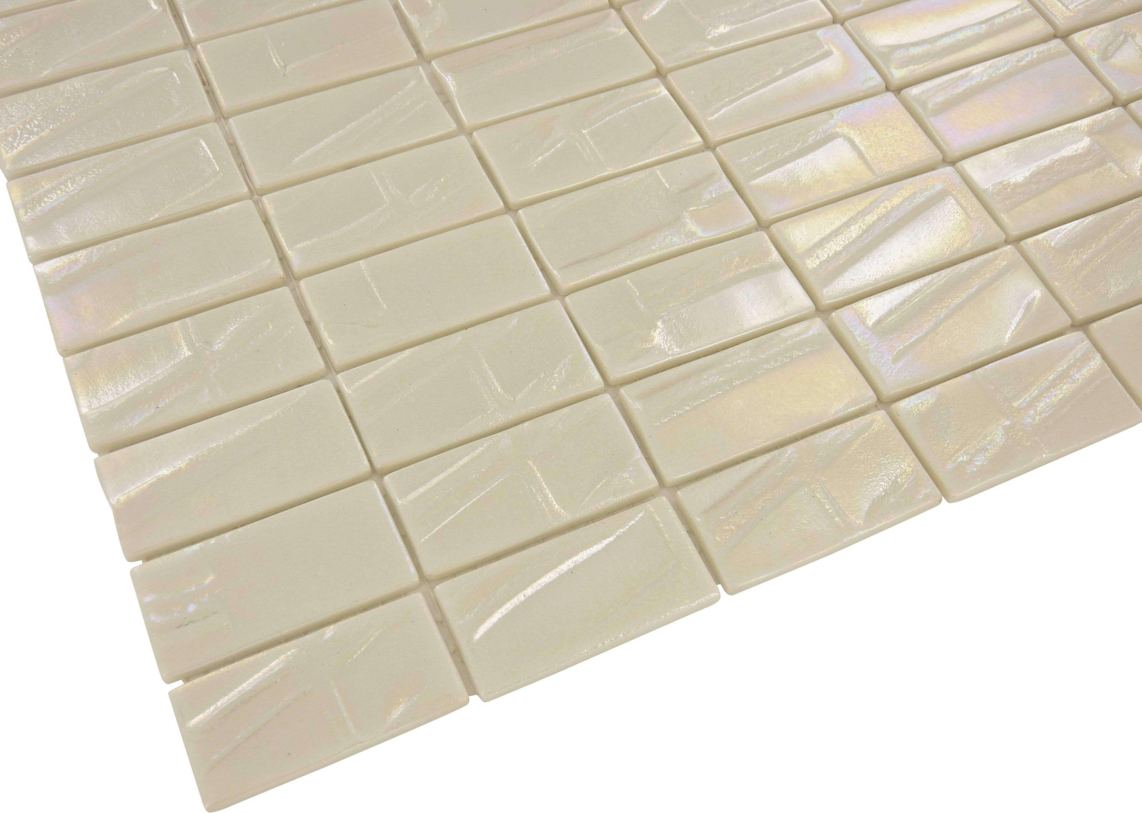 Venus White Brick 1'' x 2'' Glossy Glass Tile Absolut Glass