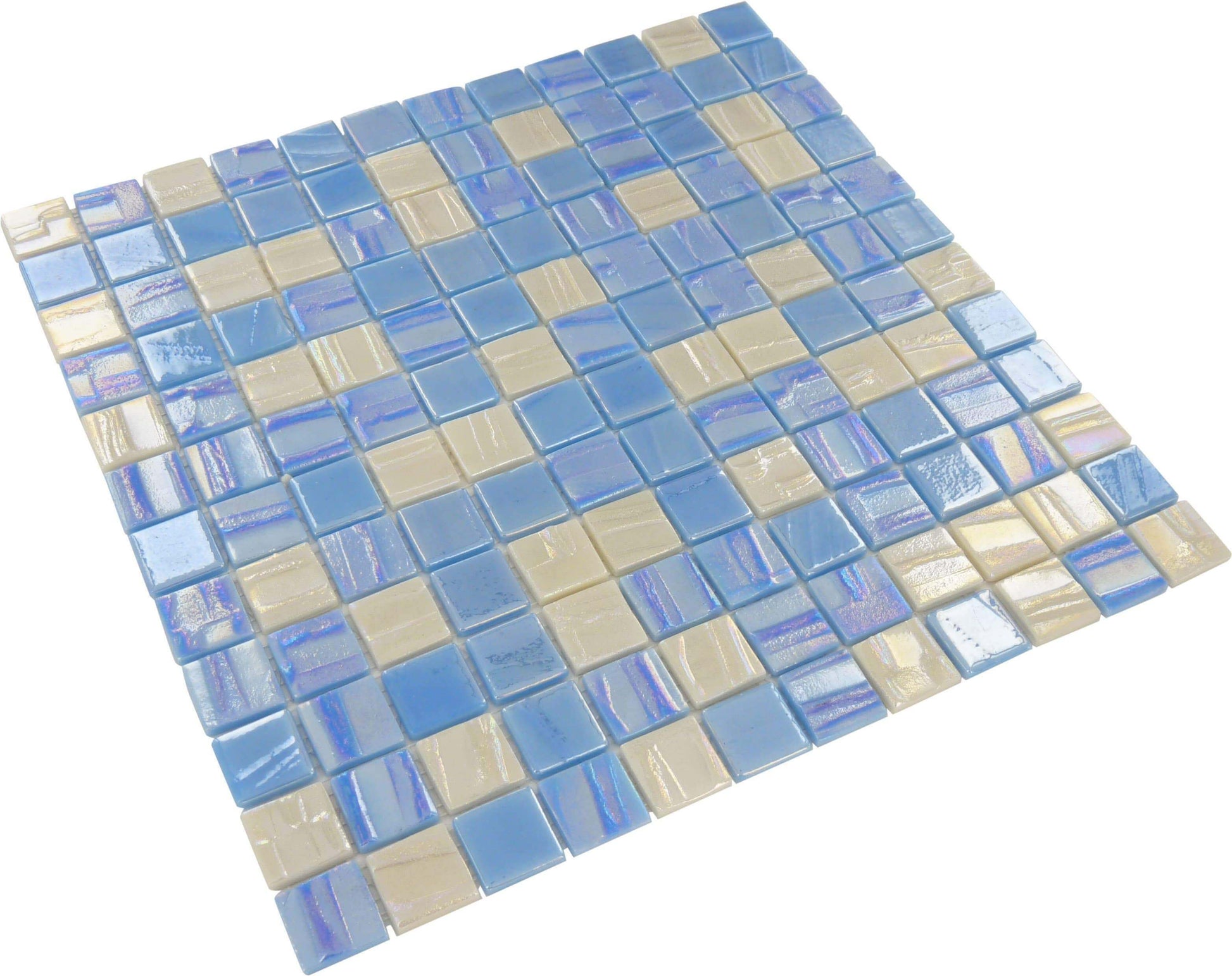 Vogue Blue Star 1" x 1" Glossy & Iridescent Glass Tile Absolut Glass