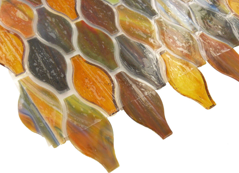 Bonfire Orange Unique Shapes Glossy Glass Tile Botanical Glass