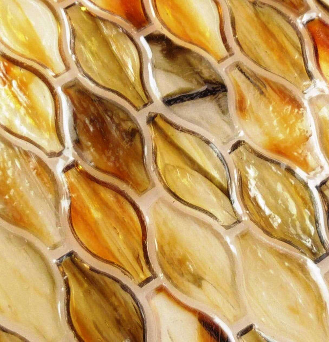 Brownie Brown Unique Shapes Glossy Glass Tile Botanical Glass