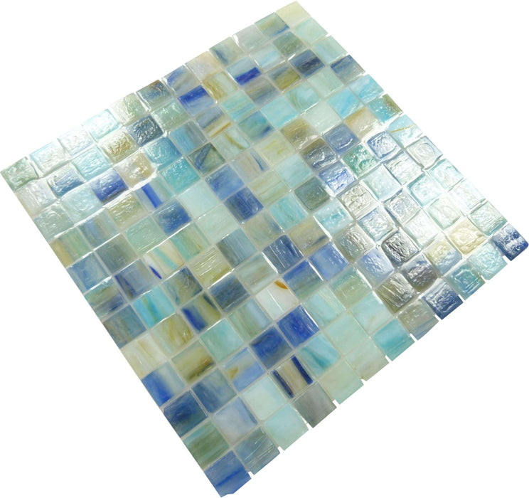 Ocean Blue Illusion 1" x 1" Glossy Glass Tile Botanical Glass