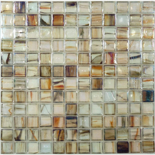 Brown 1'' x 1'' Glass Glossy & Iridescent Tile Botanical Glass