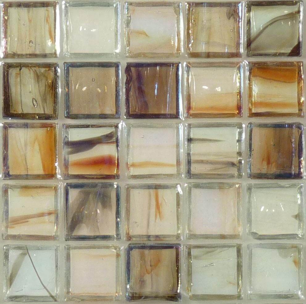 Brown 1'' x 1'' Glass Glossy & Iridescent Tile Botanical Glass