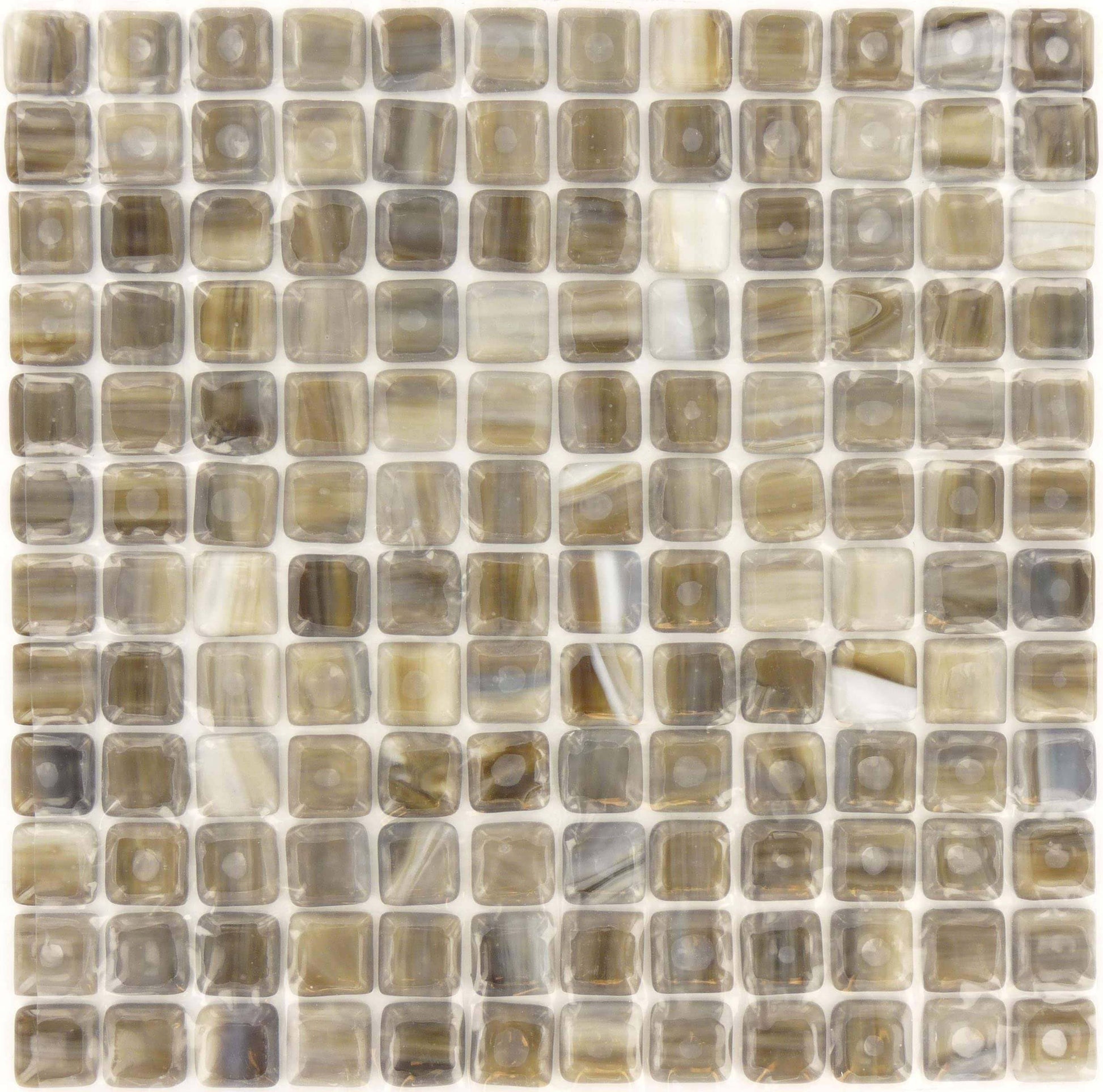 Coconut 1" x 1" Brown Glossy Glass Tiles Botanical Glass