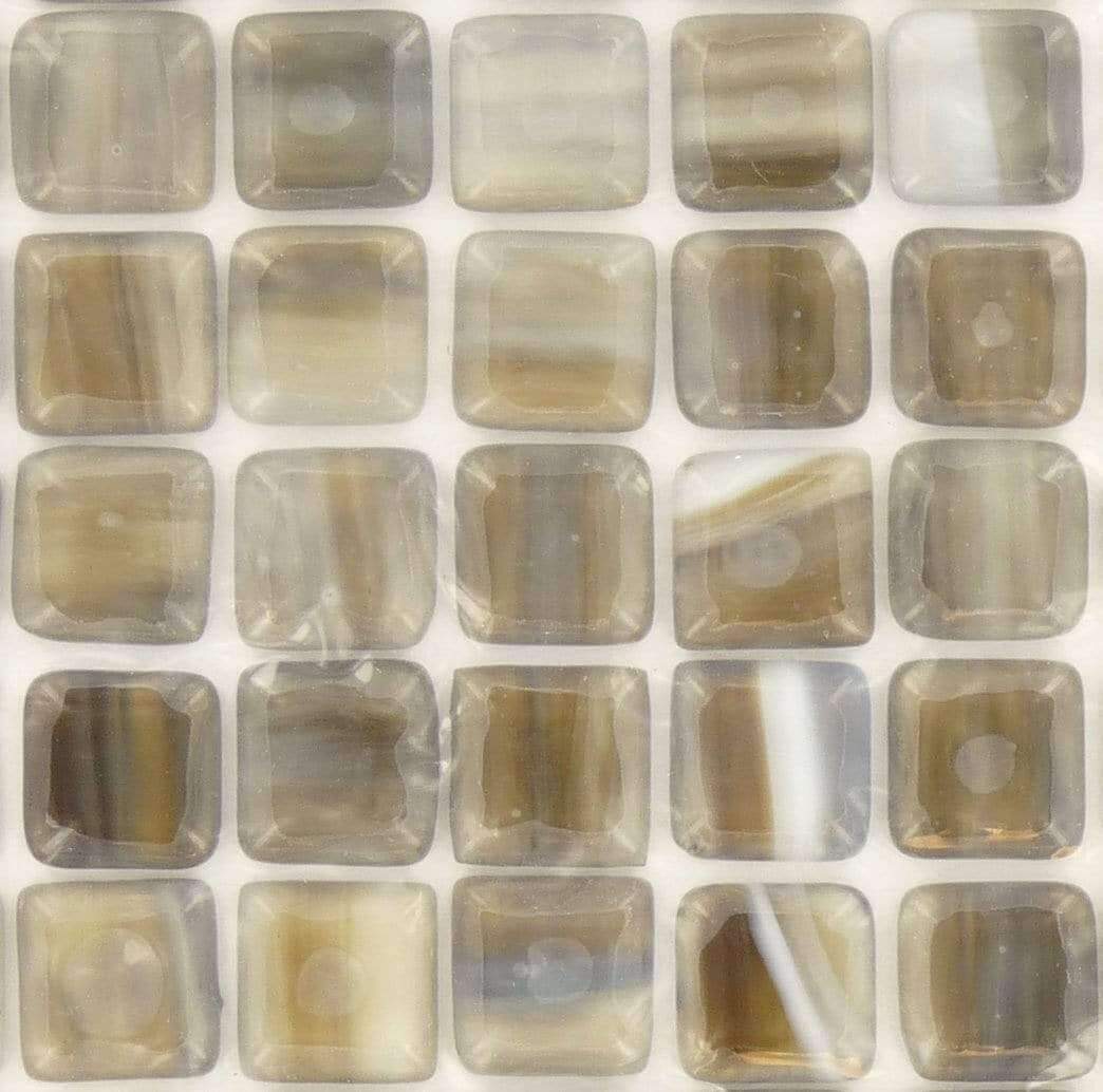 Coconut 1" x 1" Brown Glossy Glass Tiles Botanical Glass