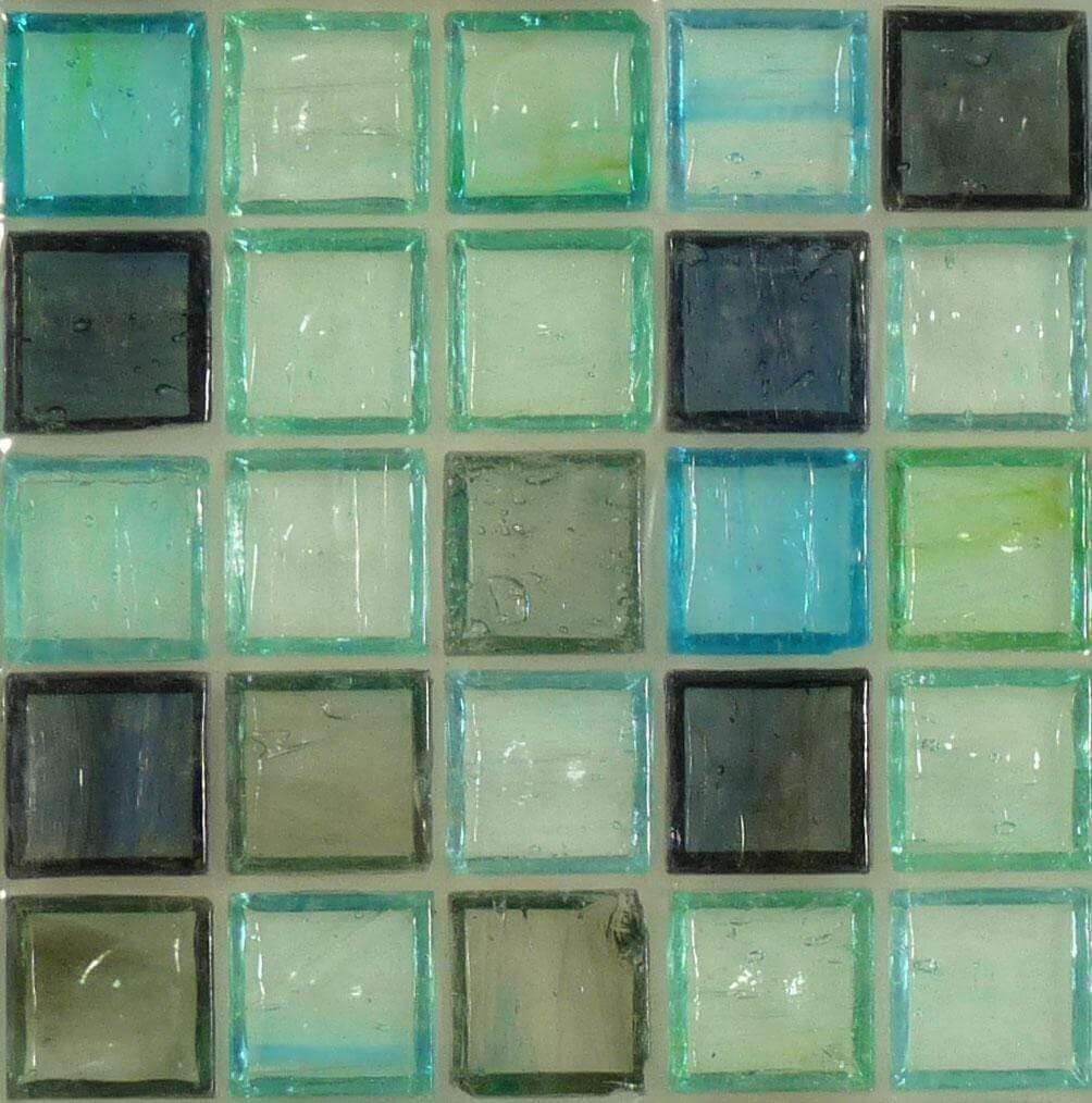 Green 1'' x 1'' Glass Glossy Tile Botanical Glass