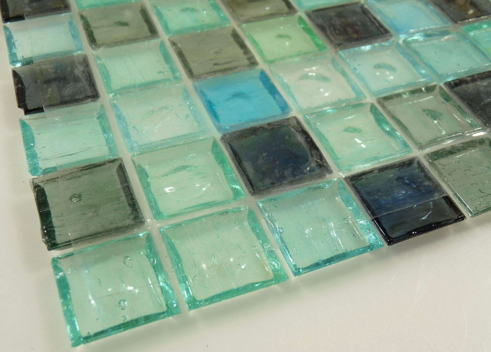 Green 1'' x 1'' Glass Glossy Tile Botanical Glass