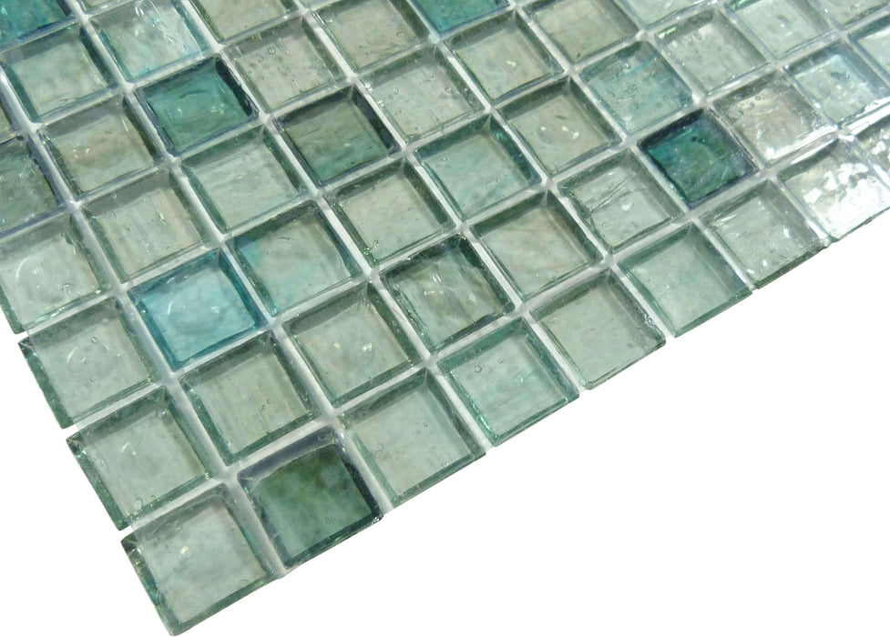 Light Evergreen Green 1'' x 1'' Glossy Glass Tile Botanical Glass