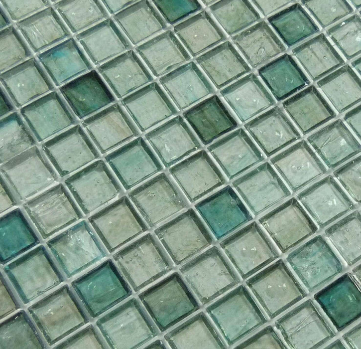 Light Evergreen Green 1'' x 1'' Glossy Glass Tile Botanical Glass