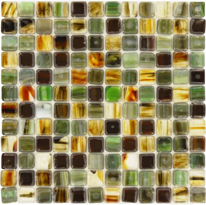 Corbeau 1" x 1" Green Glossy Glass Tiles Botanical Glass