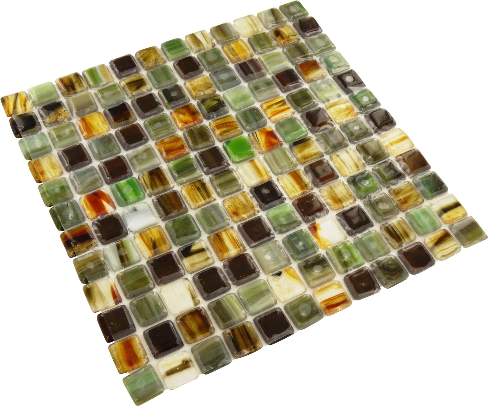 Corbeau 1" x 1" Green Glossy Glass Tiles Botanical Glass