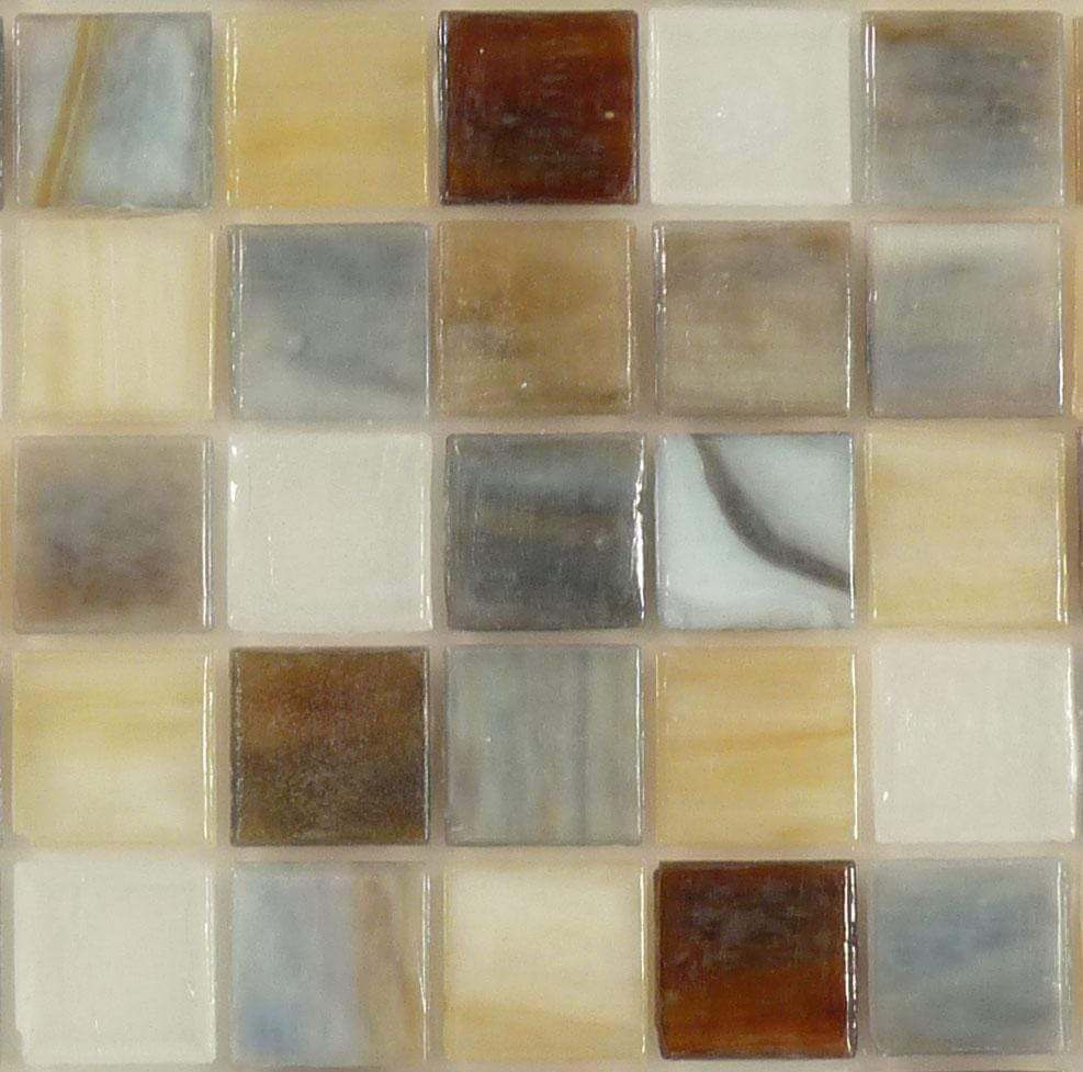 Dusk Grey 1'' x 1'' Glass Glossy & Frosted Tile Botanical Glass