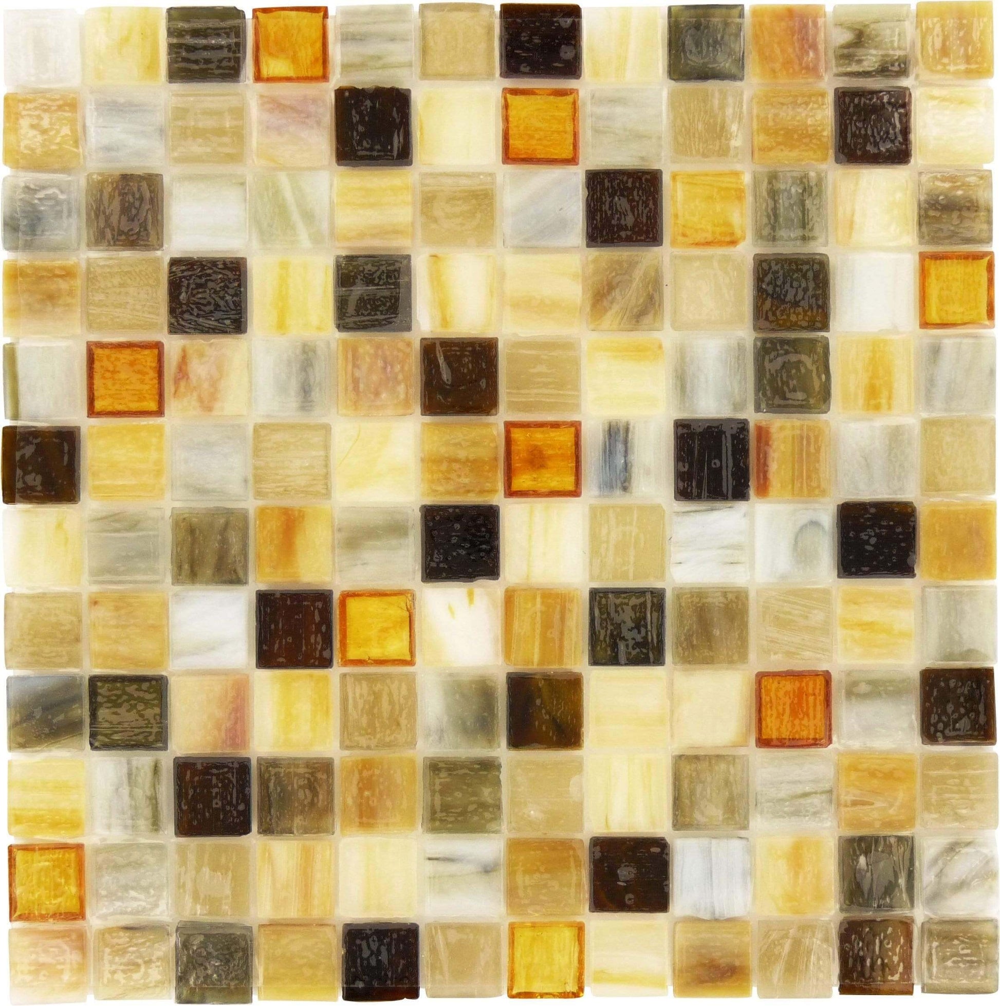 Bonfire Multi Color 1'' x 1'' Glossy Glass Tile Botanical Glass
