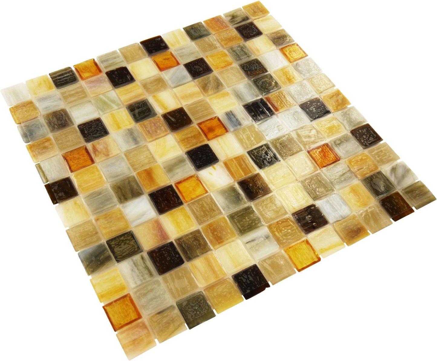 Bonfire Multi Color 1'' x 1'' Glossy Glass Tile Botanical Glass
