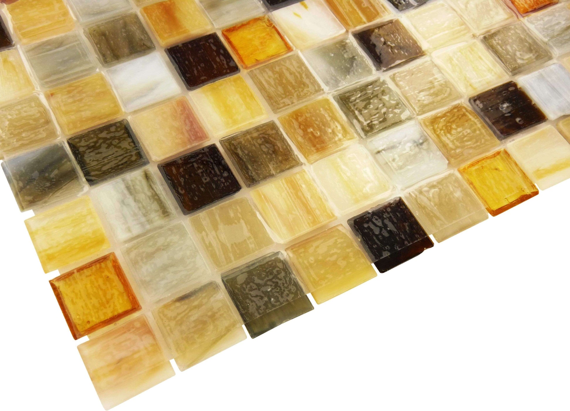 Bonfire Multi Color 1'' x 1'' Glossy Glass Tile Botanical Glass