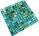 Clear Turquoise 1'' x 1'' Glossy Glass Tile Botanical Glass