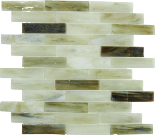 Dust Brown 1'' x 4'' Glossy Glass Tile Botanical Glass
