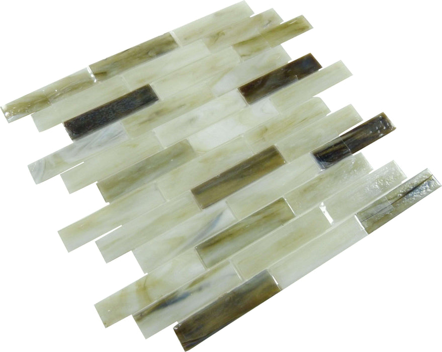 Dust Brown 1'' x 4'' Glossy Glass Tile Botanical Glass