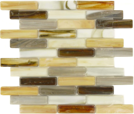 Castaneous 1" x 4" Brown Glossy Glass Tiles Botanical Glass