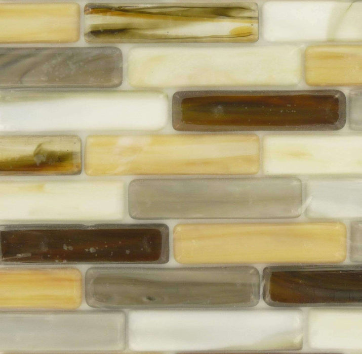 Castaneous 1" x 4" Brown Glossy Glass Tiles Botanical Glass