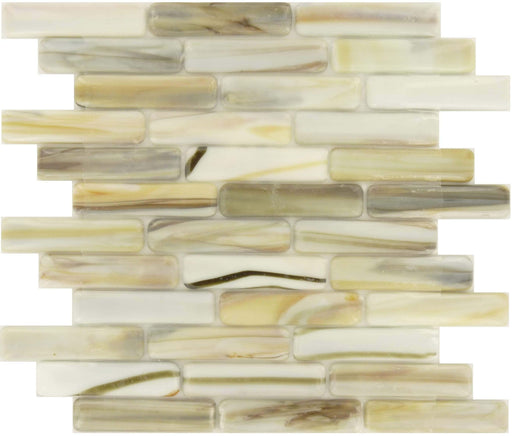 Amazon 1" x 4" Cream/Beige Glossy Glass Tiles Botanical Glass