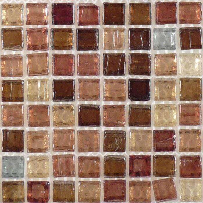 Brown 3/8'' x 3/8'' Glass Glossy Tile Botanical Glass