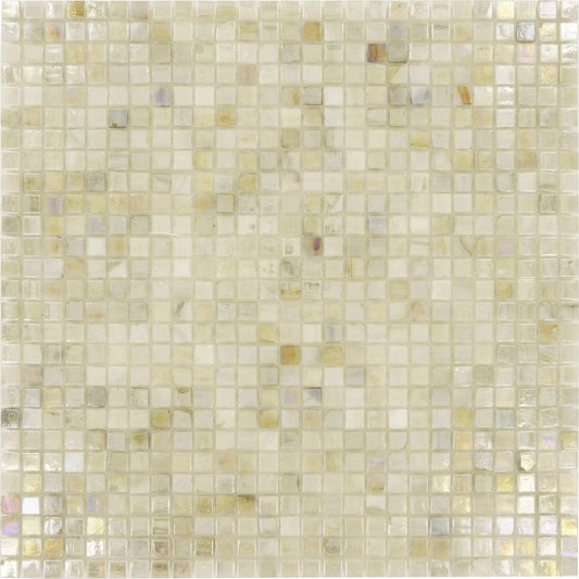 Light Beige 3/8'' x 3/8'' Glossy & Iridescent Glass Tile Botanical Glass